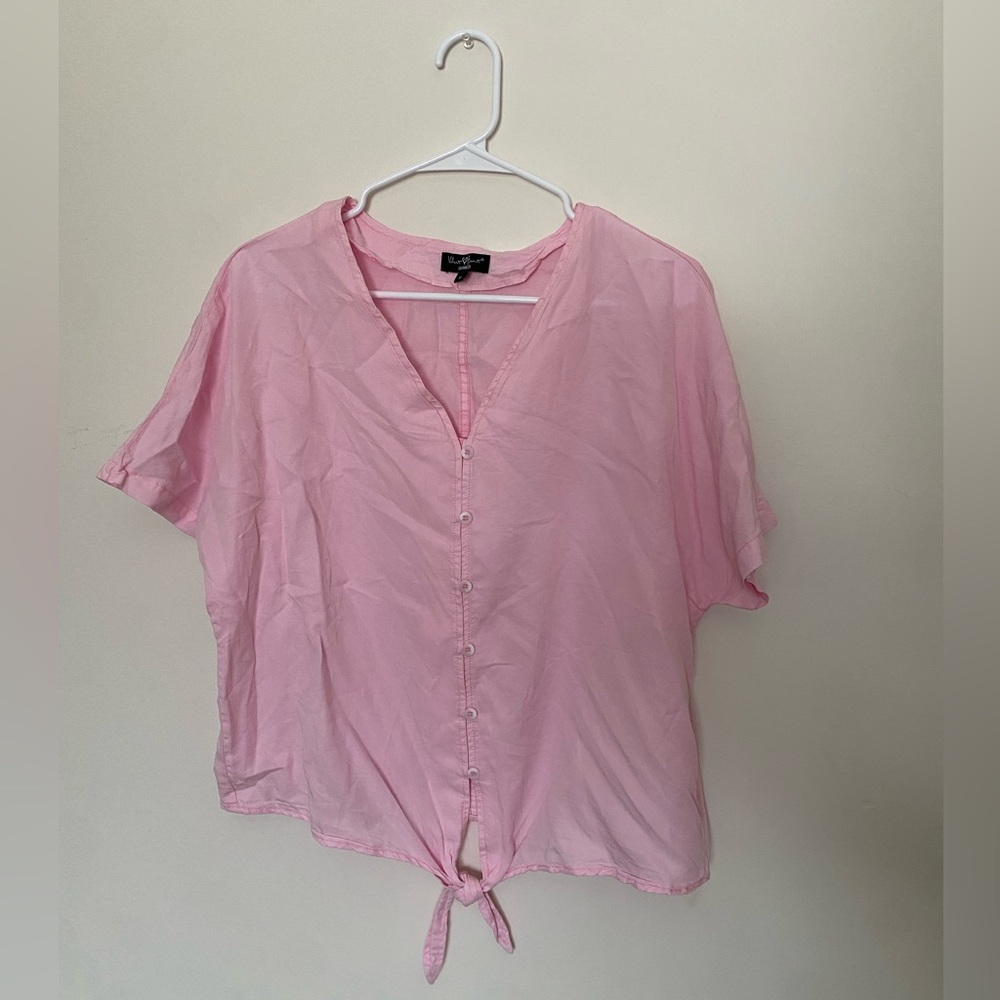 Medium, pink, button down shirt